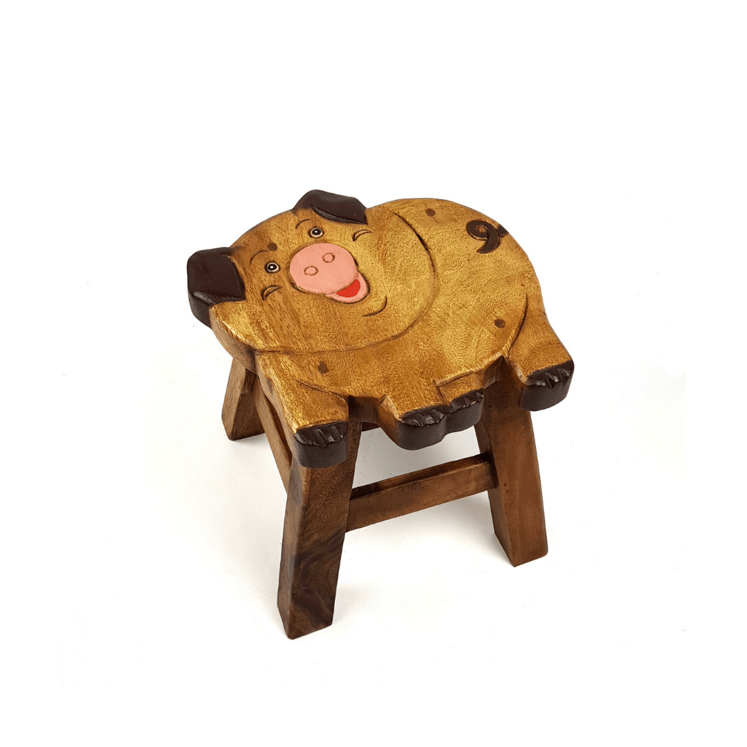 Wooden Kids Stool - Pig