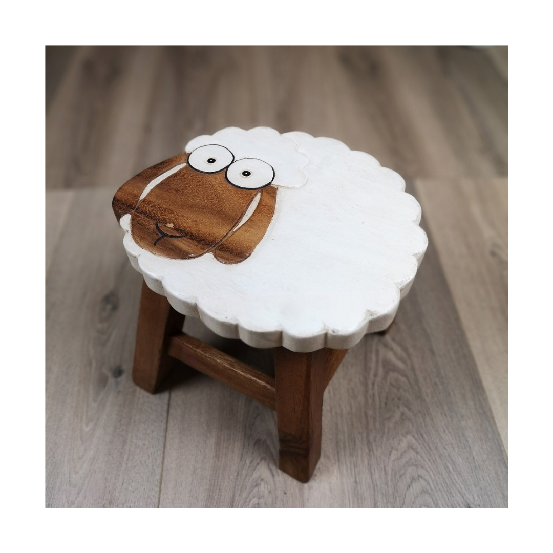 Wooden Kids Stool - Sheep