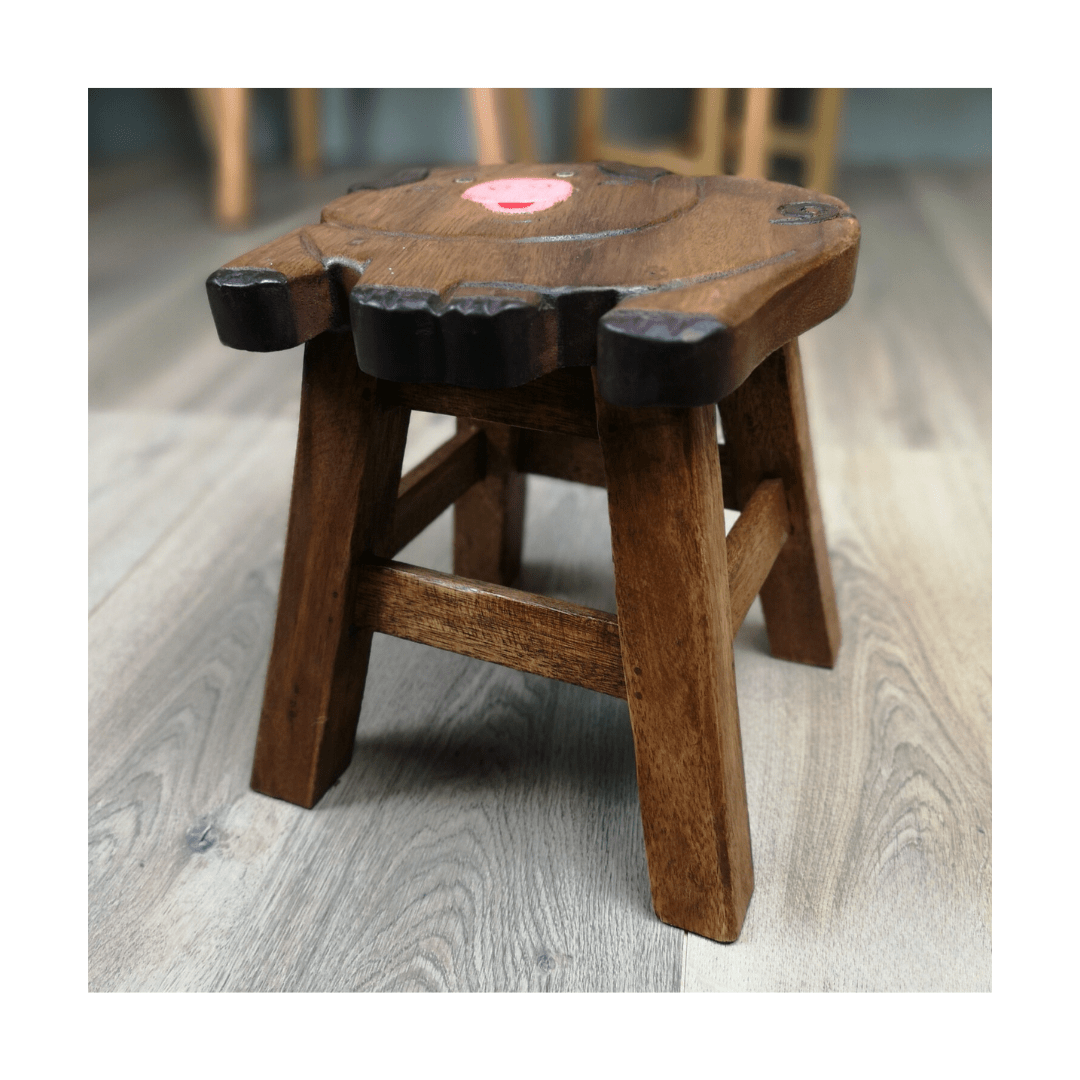 Wooden Kids Stool - Pig