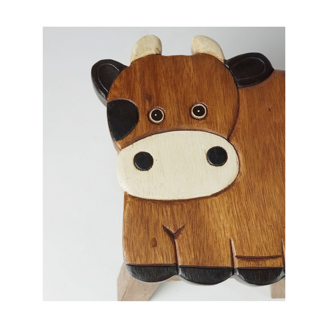 Wooden Kids Stool - Cow