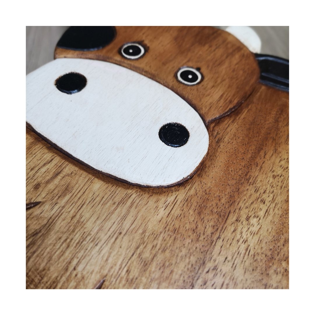 Wooden Kids Stool - Cow