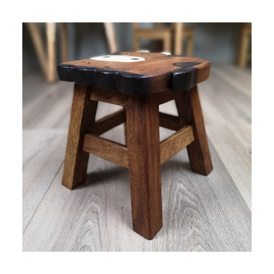 Wooden Kids Stool - Cow