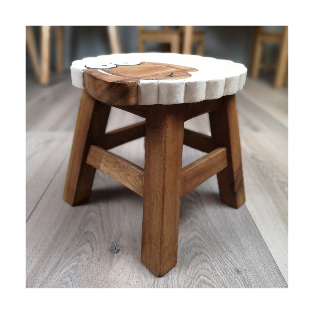 Wooden Kids Stool - Sheep