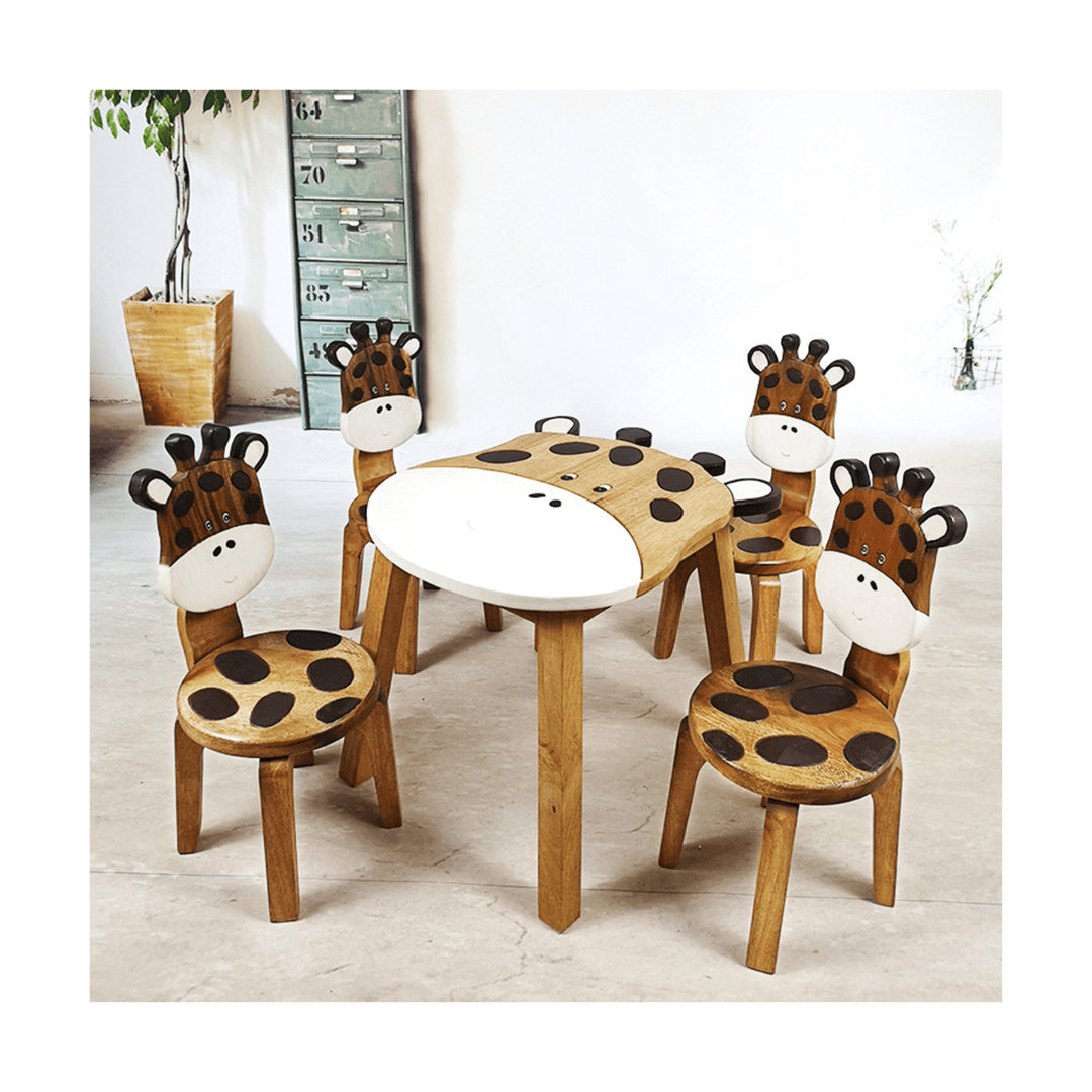 Giraffe Wooden Table and Chairs set 