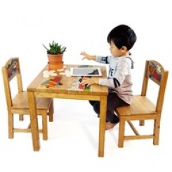 childrens wooden table & chairs